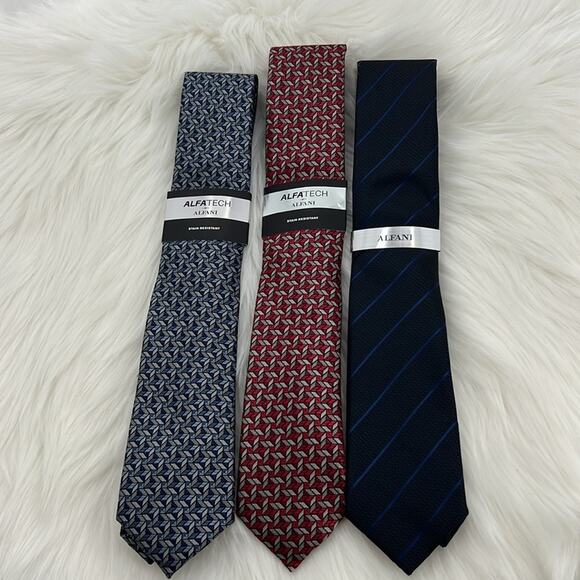 Alfani Men's Set of 3 Ties - Navy/Blue/Red - New with tags - Picture 2 of 4